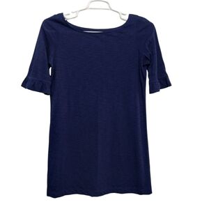 Lilly Pulitzer Sommerset Ruffle Sleeve Pima Cotton Mini Dress in True Navy